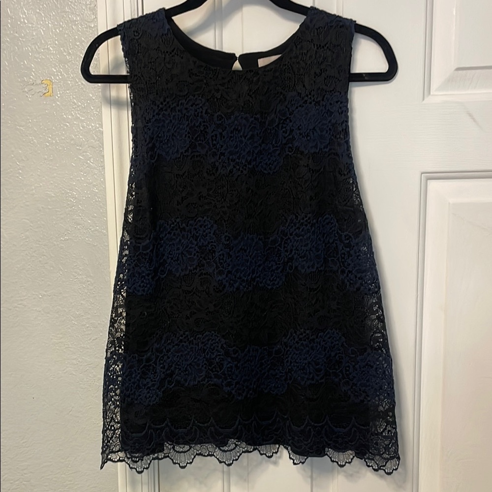 Elegant Black and Navy Lace Women's Top